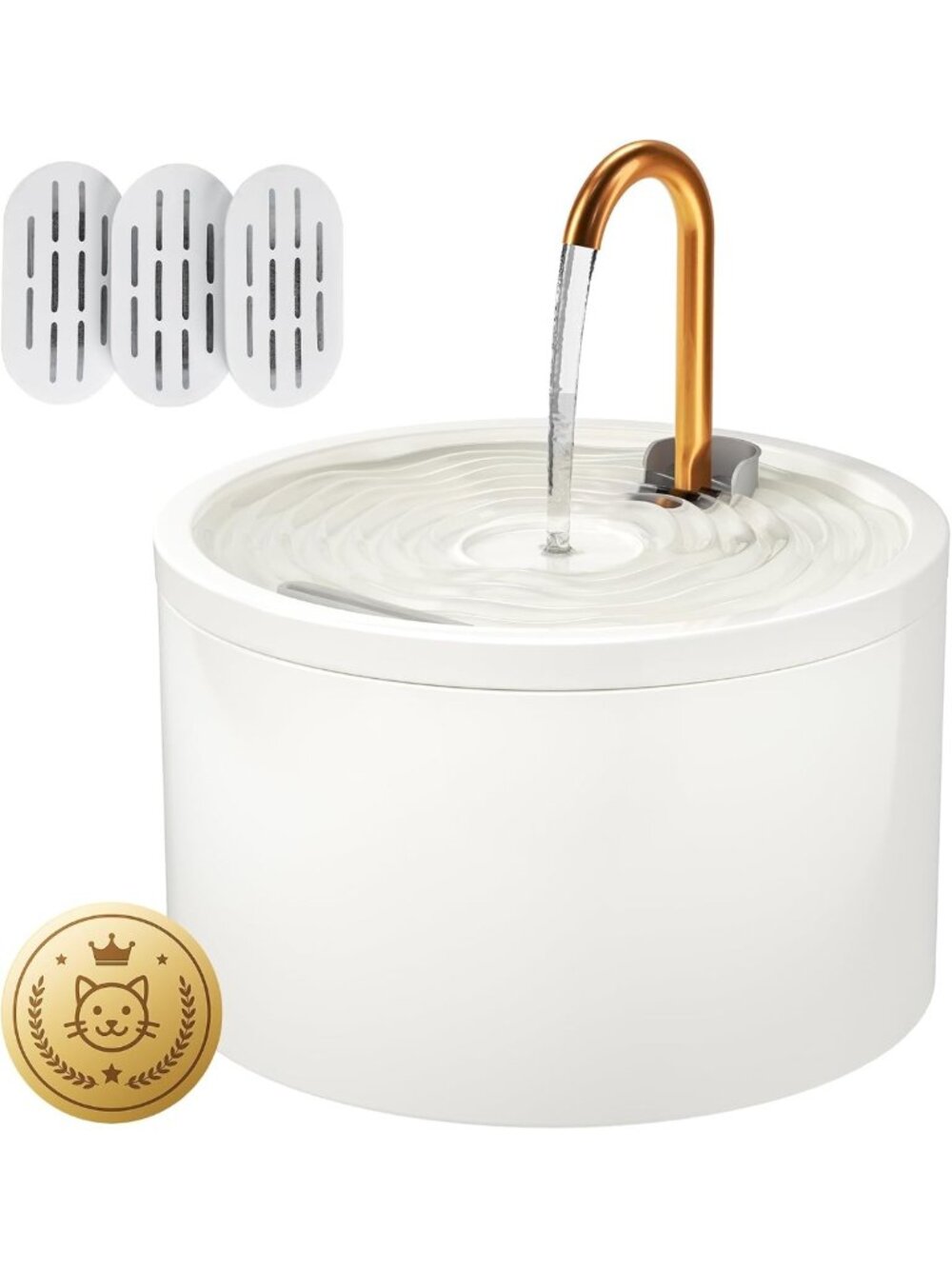 Ceramic Cat Water Fountain with Copper Spout - Stylish Pet Hydration Station